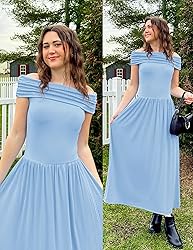 ZESICA Women's Off The Shoulder Maxi Dress 2025