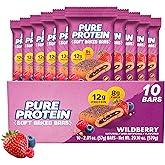 Pure Protein Wildberry Soft Baked Protein Bars – 12g Protein, 8g Fiber, Whole Grain Breakfast Bars, High Fiber, Individually Wrapped Protein Snacks for On-the-Go – 10 Count