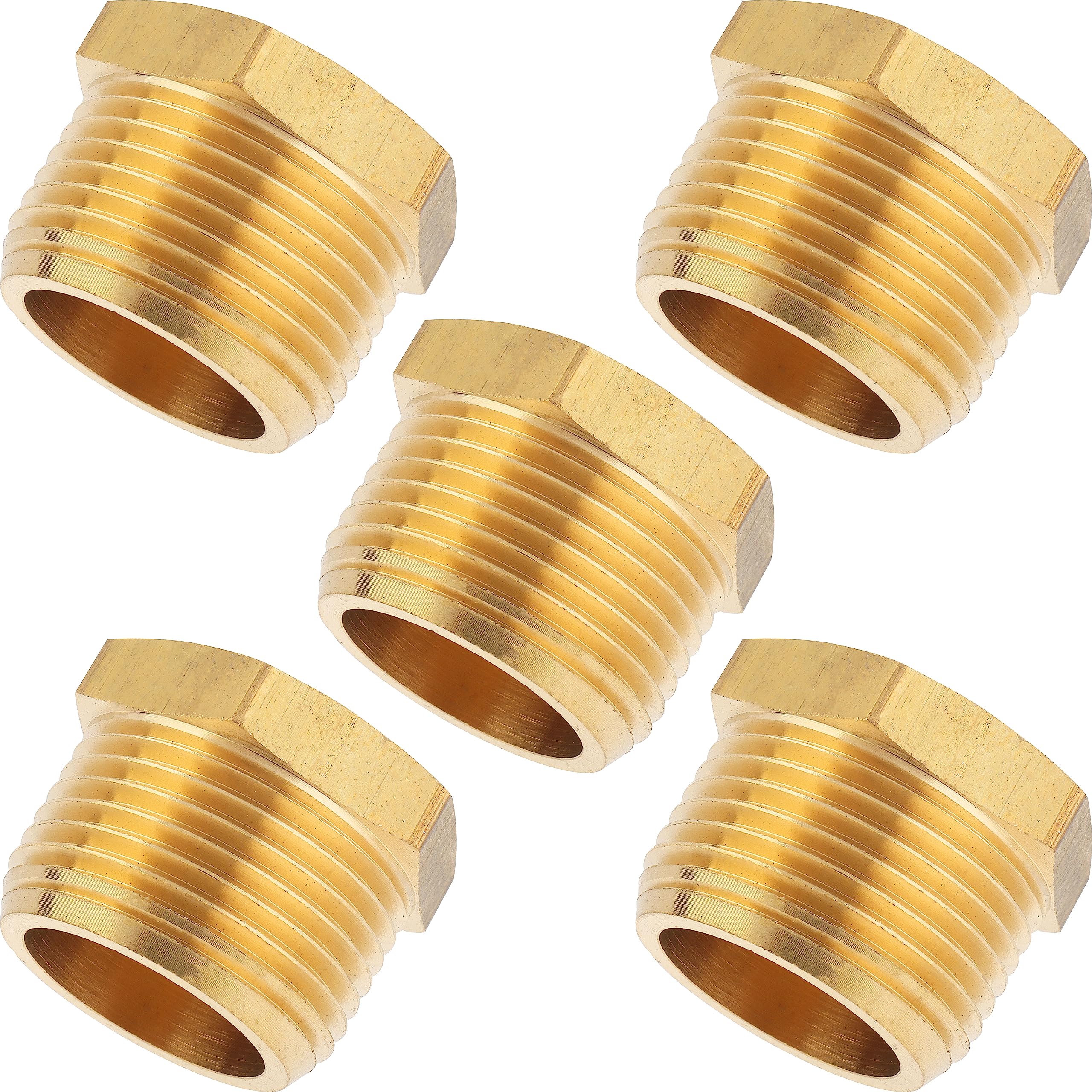 LTWFITTING Brass Pipe Hex Head Plug Fittings 3/4-Inch Male BSPT Air Fuel Water Boat (Pack of 5)