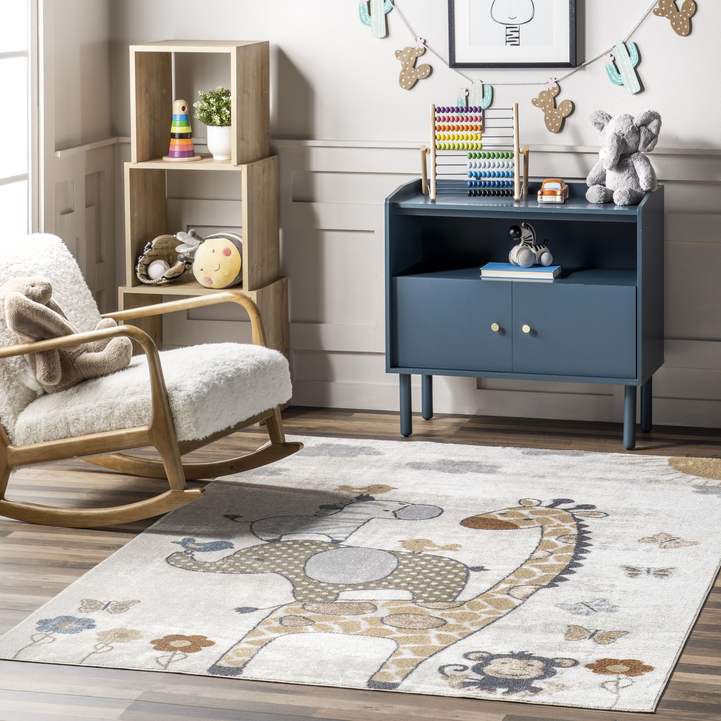 Photo 1 of **USED**nuLOOM Cass Safari Kids Machine Washable Area Rug, 4x6, Beige