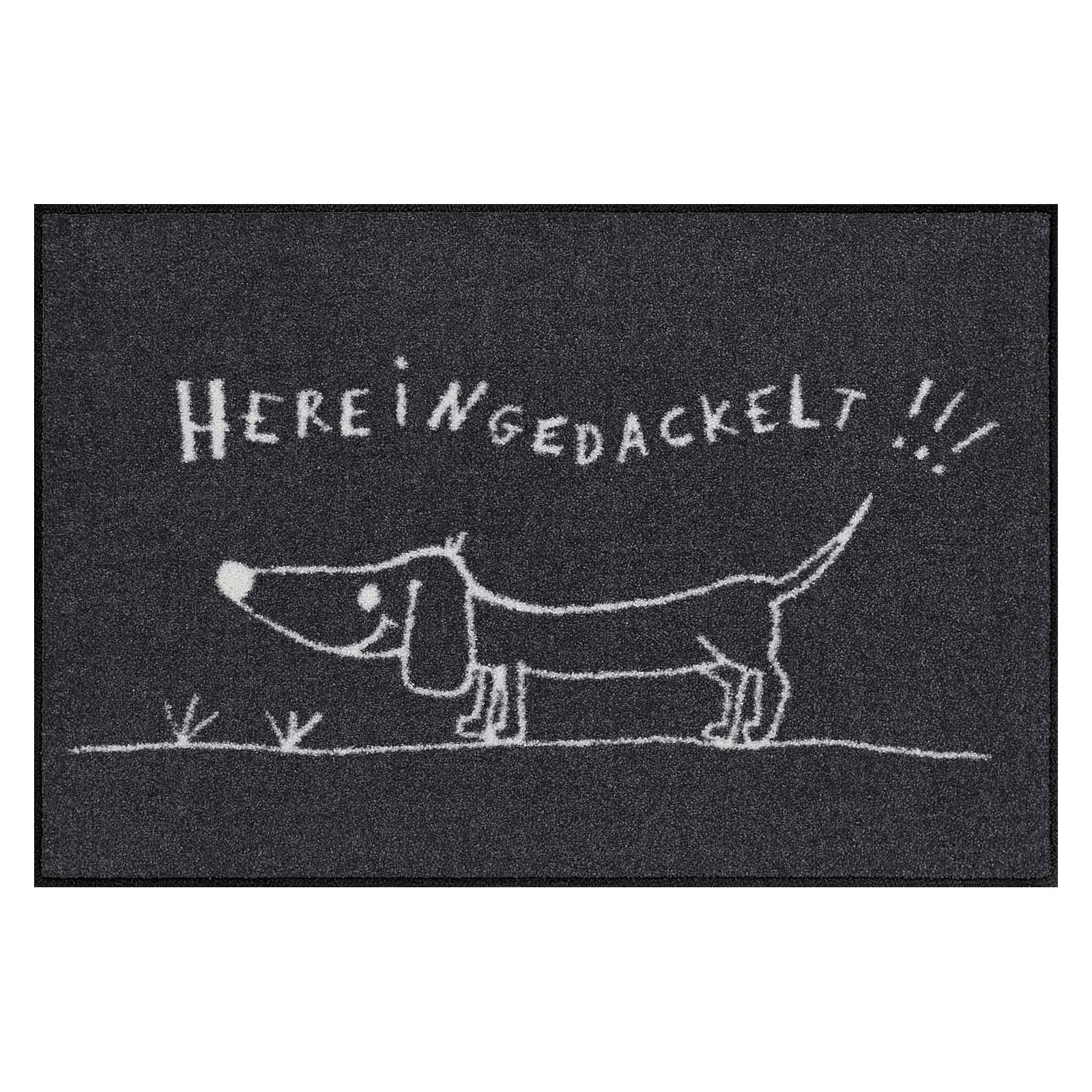 Waschbare Fußmatte "Hereingedackelt"