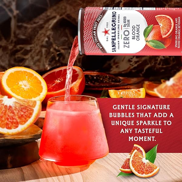 SANPELLEGRINO ITALIAN SPARKLING DRINK, ZERO SUGAR, BLOOD ORANGE, 6 CANS 66.9 FL OZ