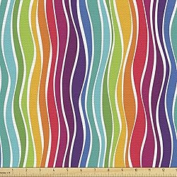 Ambesonne Rainbow Fabric by The Yard, Colorful