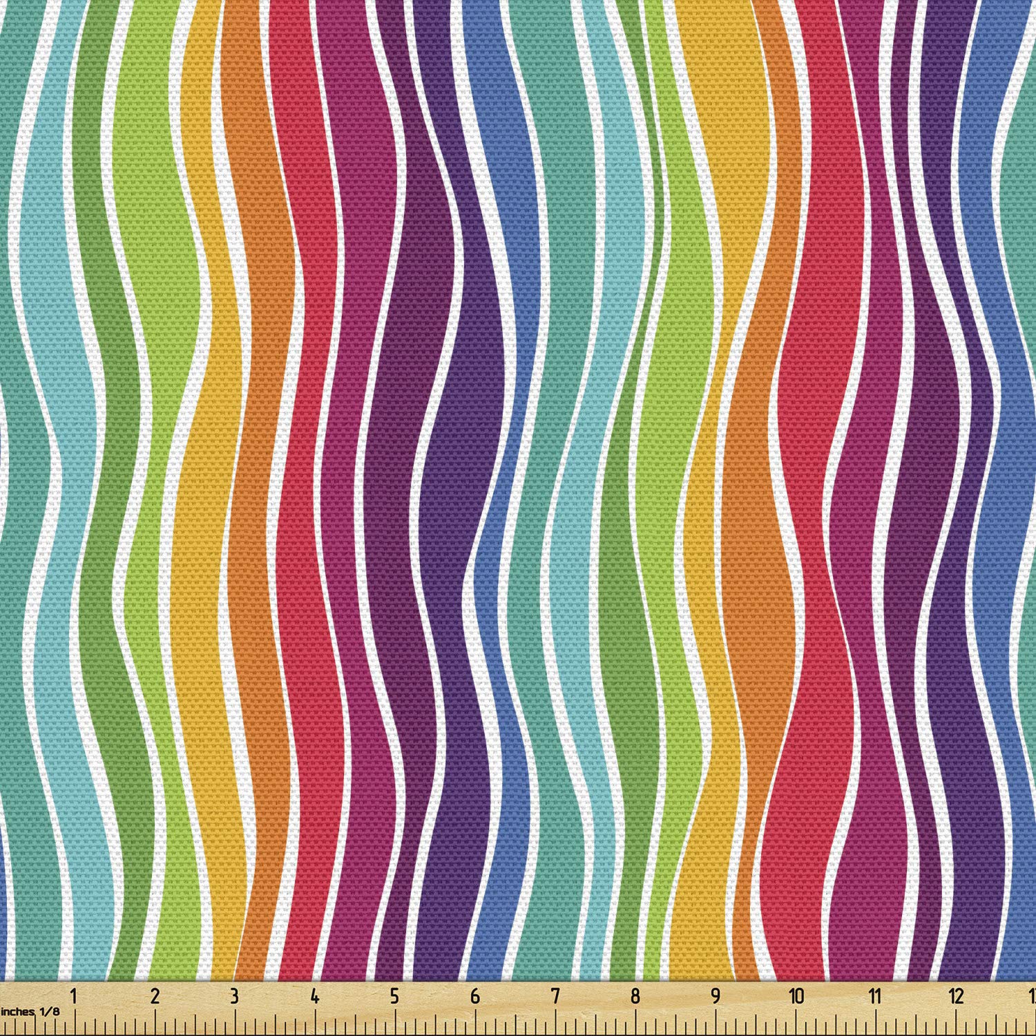 Ambesonne Rainbow Fabric by The Yard, Colorful