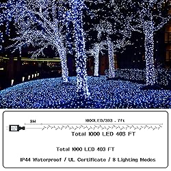 Christmas Lights Outdoor 1000 LED 403ft String