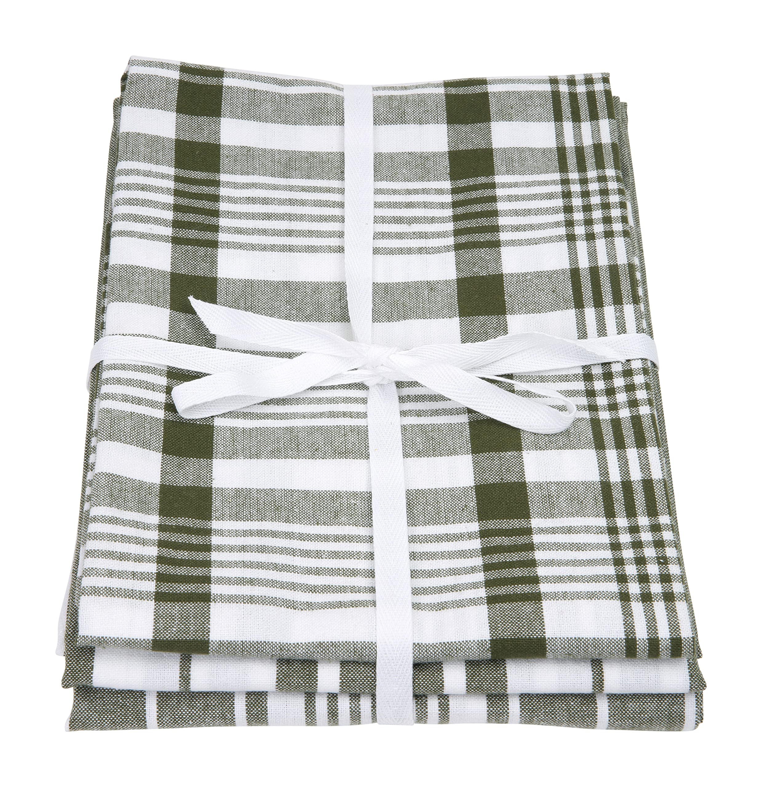 Dexam Love Colour Set Of 3 Extra Large Tea Towels, Olive Green