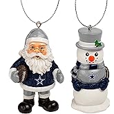 FOCO NFL Unisex-Adult St Nick and Snowman 2 Pack Ornament Set