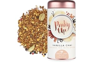 Pinky Up Vanilla Chai Loose Leaf Tea | Rooibos Tea, Caffeine Free, Naturally Low Calorie & Gluten Free | 4 Ounce Tin, 25 Servings