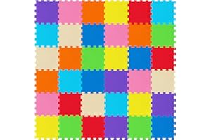 WEISBRANDT Kid’s Puzzle Play Exercise Mat with EVA Foam, 36 Interlocking Tiles in 9 Colors with 72 Border Pieces for Children, Infant, Toddler, Double-Sided Non-Slip Grip Surface, PM-36