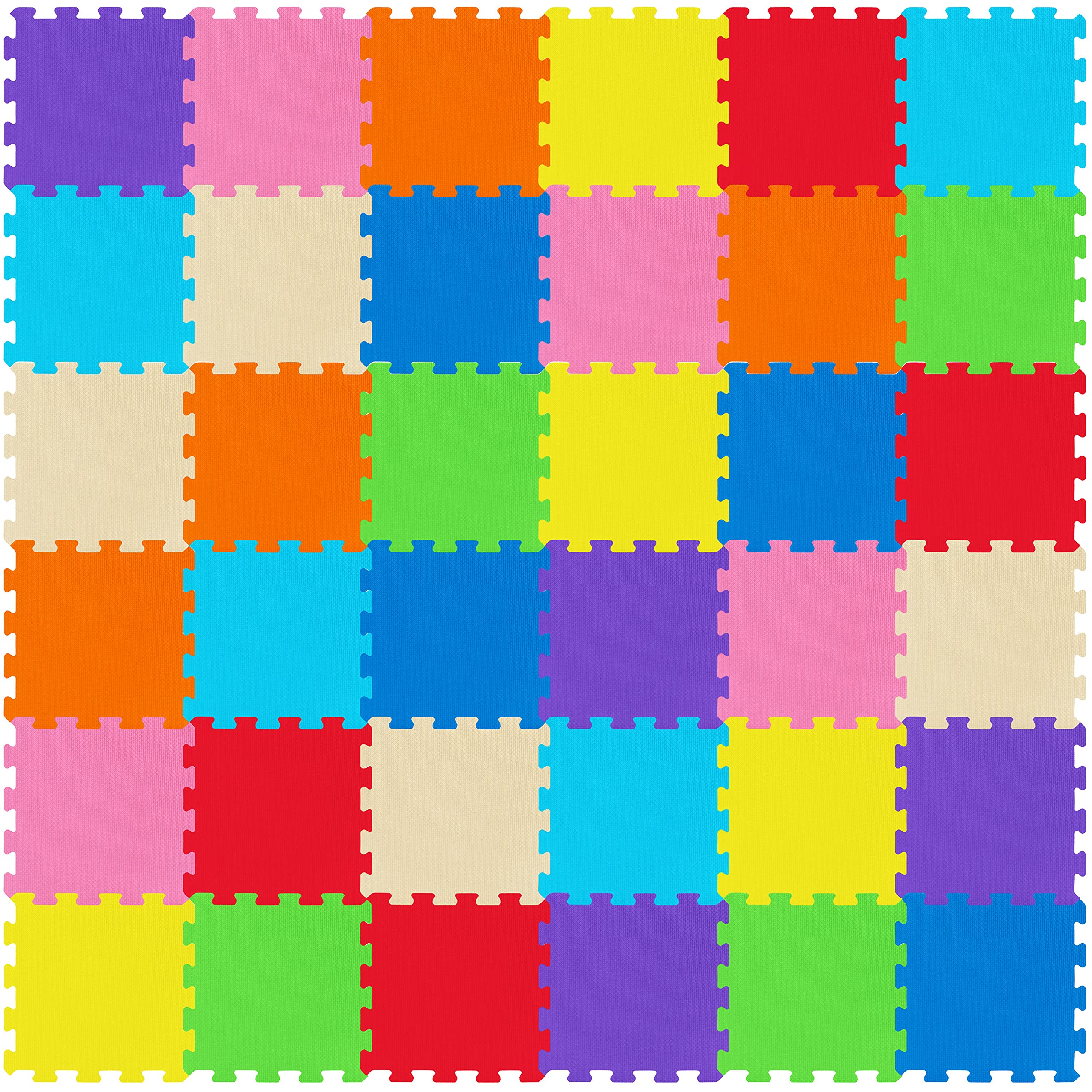 WEISBRANDT Kid’s Puzzle Play Exercise Mat with EVA Foam, 36 Interlocking Tiles in 9 Colors with 72 Border Pieces for Children, Infant, Toddler, Double-Sided Non-Slip Grip Surface