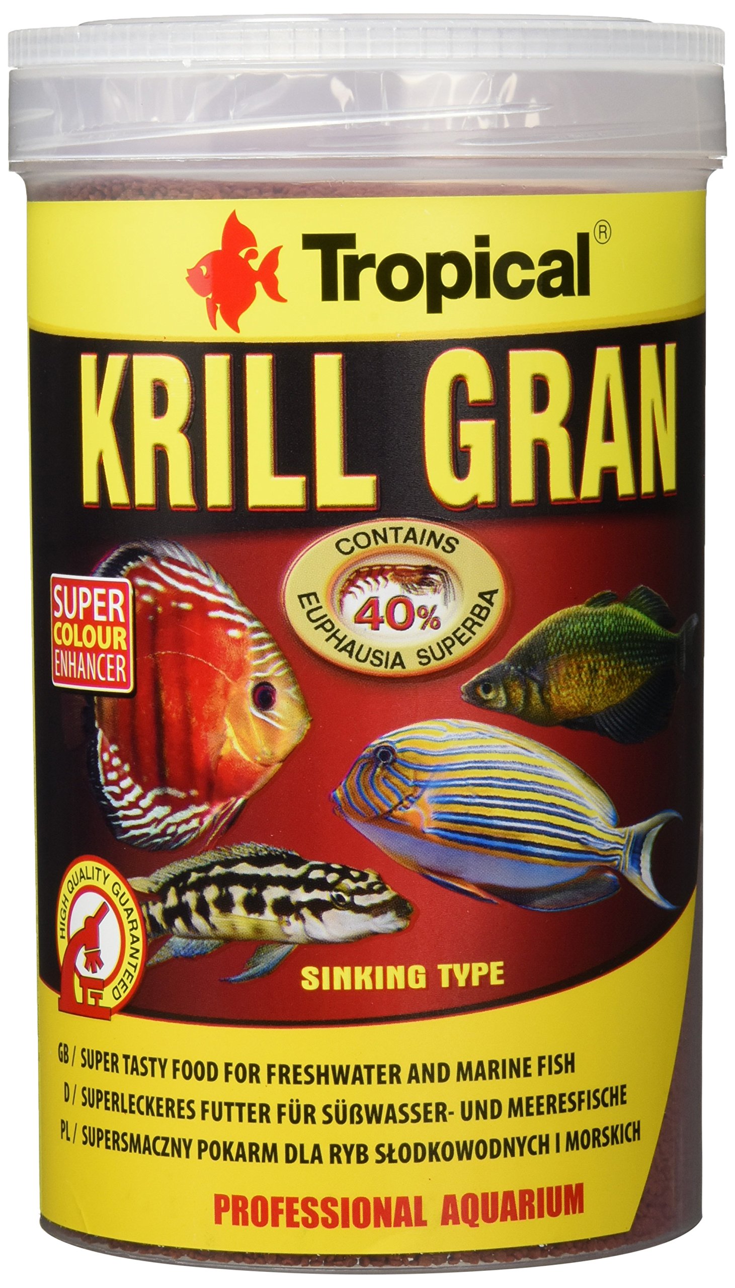 KRILL GRAN 1000ml / 540g - high-protein sinking granules with 40% antarctic krill for color-enhancing diets in freshwater and marine fish