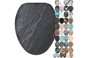 SANILO Wooden Toilet Seat with Soft Close [ELONGATED] - Decorative, Quiet & Slow Close Molded Wood Seat - With Strong Bumpers