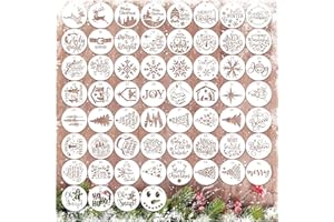 HOSOMONO 60pcs Christmas Stencils for Painting on Wood 3 Inch Small Nativity Ornament Reusable Holiday Xmas Drawing Stencil Templates for Wood DIY Crafts Card Paper Gift Home (Winter)