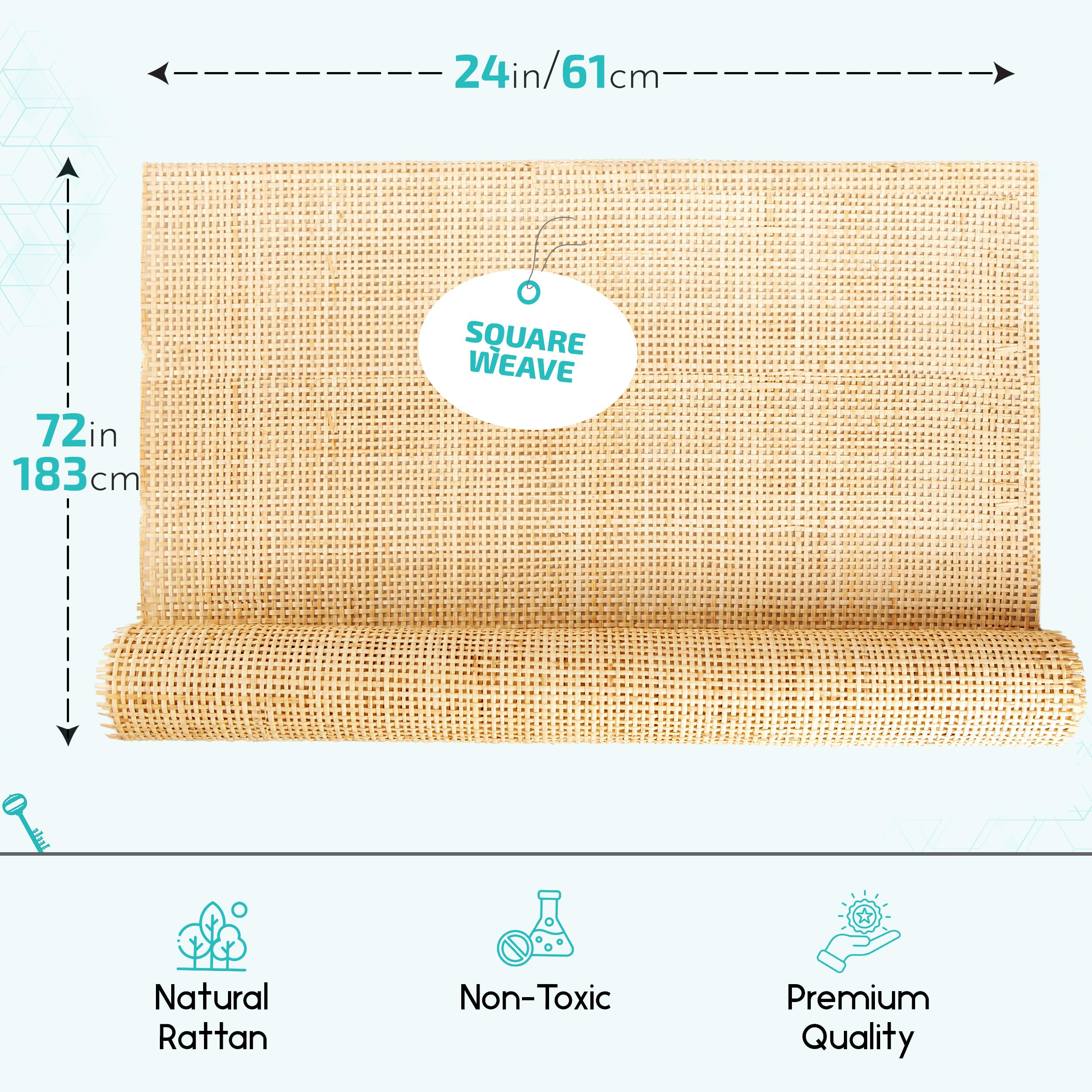 Square Rattan Cane Webbing Roll 24