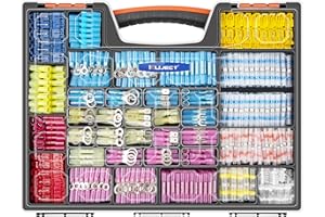 Kuject Ultimate Heat Shrink Wire Connectors, 1500PCS Waterproof Electrical Spade Connectors kit, Insulated Crimp Ring Fork Spade Terminal T-Tap Solder Butt Splice Connector for Marine Boat Truck