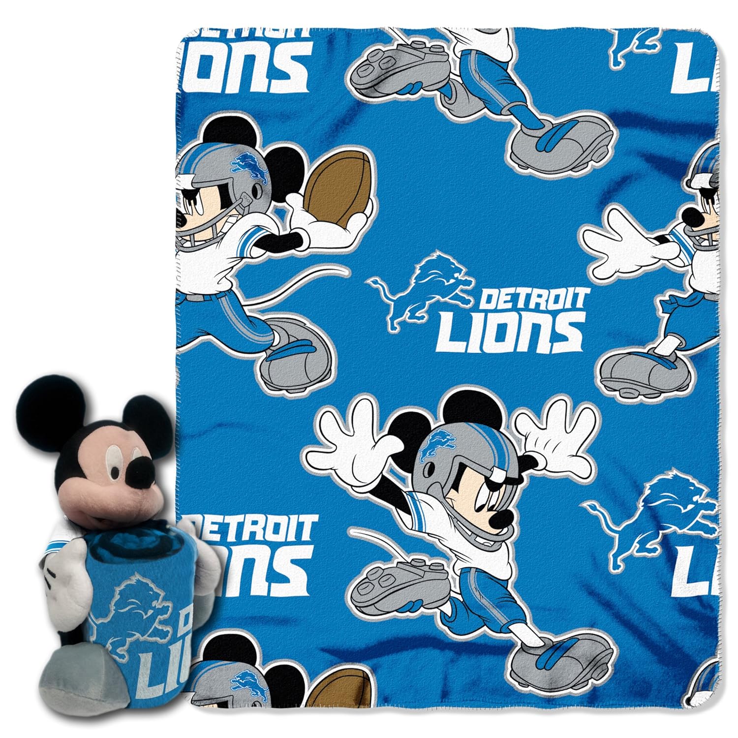 The Northwest Company Officially Licensed NFL Detroit Lions Co Mickey Hugger and Fleece Throw Blanket Set 40 x 50 Blue