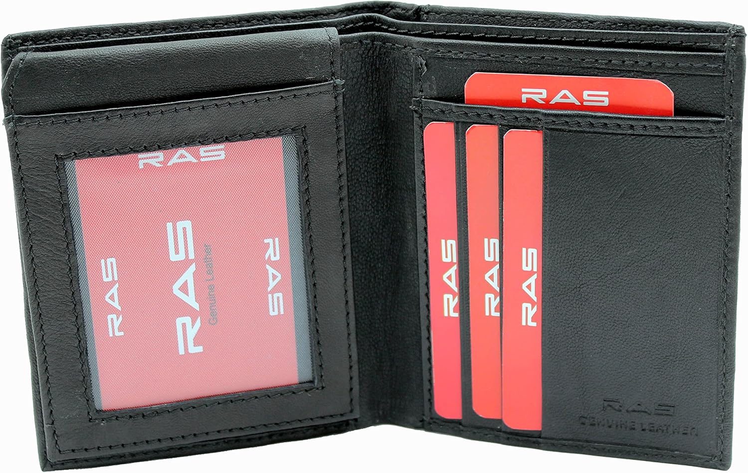 RAS Mens Leather Notecase Vertical Wallet Id Card Holder 55 Black, 10cm x 12cm - Image 3