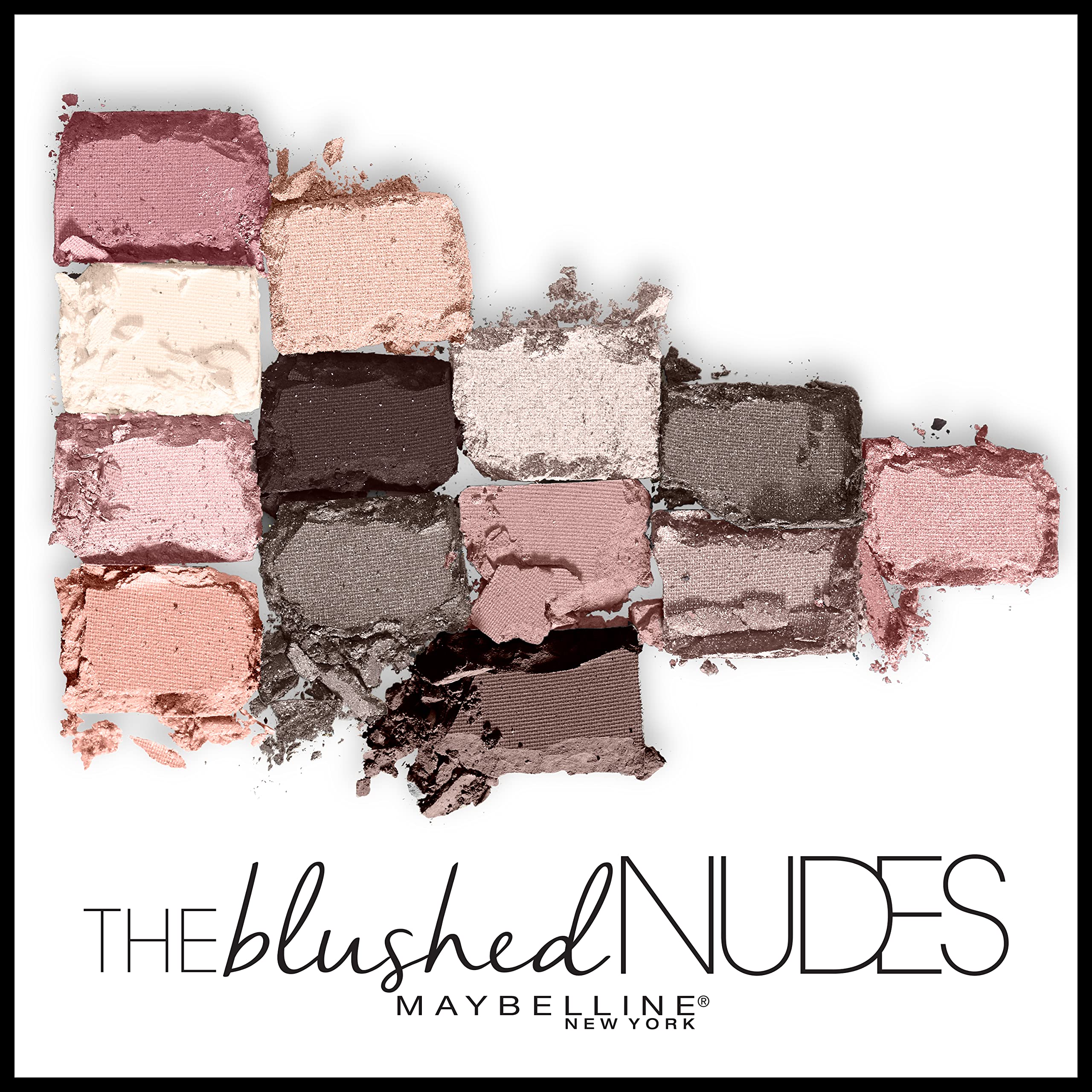 MAYBELLINE The Blushed Nudes Eyeshadow Palette Makeup, 12 Pigmented Matte & Shimmer Shades, Blendable Powder, 1 Count