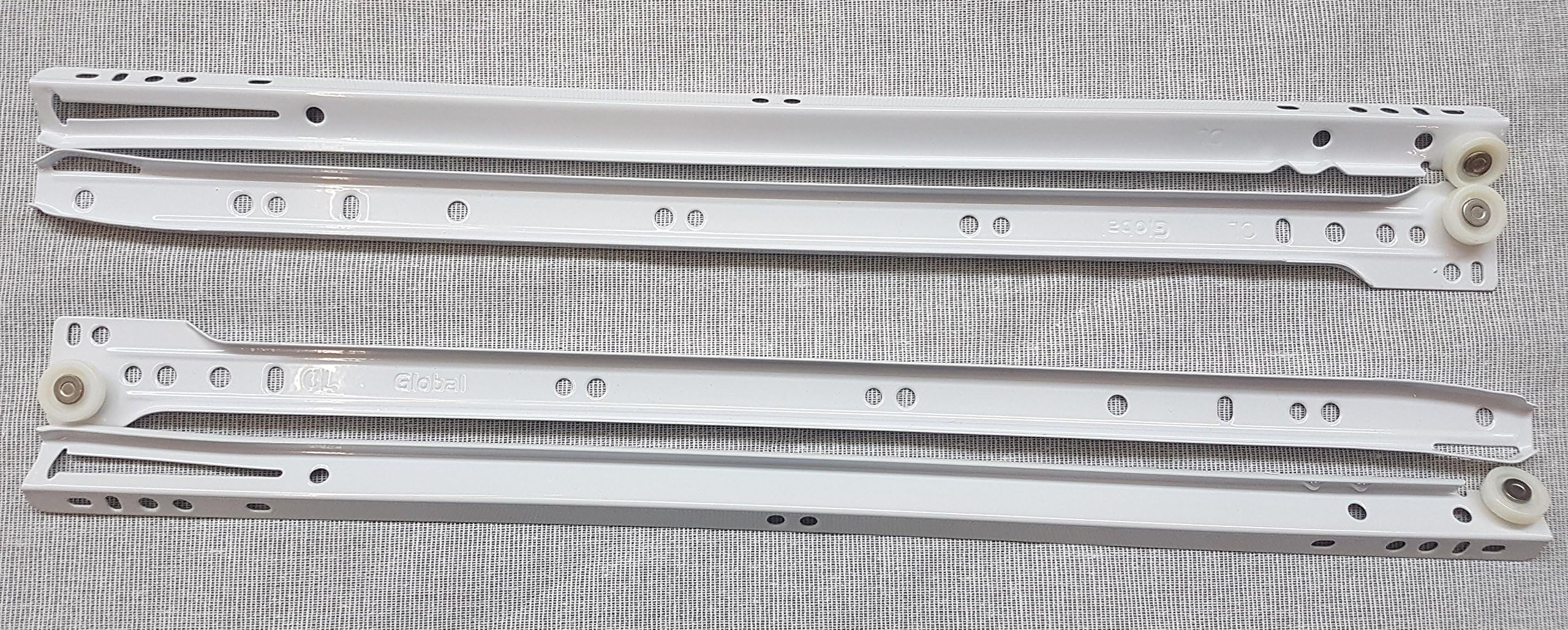 450mm White Bottom Fix Steel Drawer Runners (2 Pairs/1 Drawer Set)