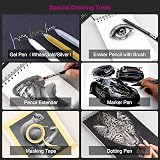 HIFORNY 126 Pcs Drawing Kit Sketch Pencil Set with 3-Color Sketchbook view 7