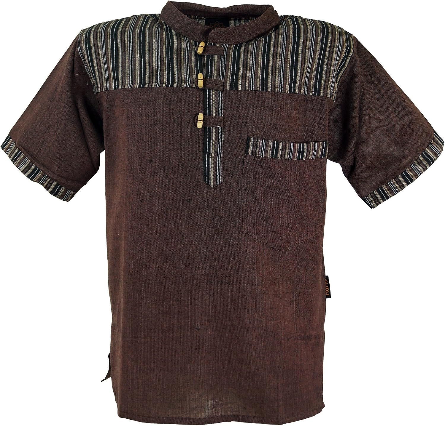 Chemise Hippie Homme En Coton 100% - Style Bohème Avec Capuche Et Poches - Fabriqué Au Népal