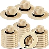 Sureio 24 Pcs Panama Straw Hats for Women Bulk Wide Brim Beach Hat Bulk Summer Sun Straw Cap for Women Men