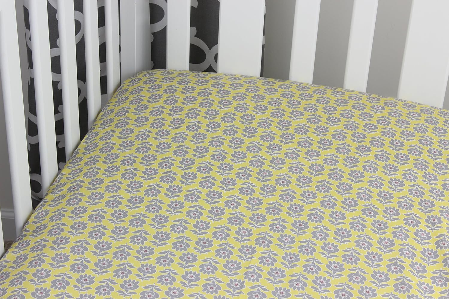 yellow floral crib sheet