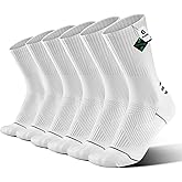 BloomBuddies 6 Pair Bamboo Viscose Crew Compression Socks For Men Women, Moisture Wicking Odor-Free Soft Thin Athletic Sock