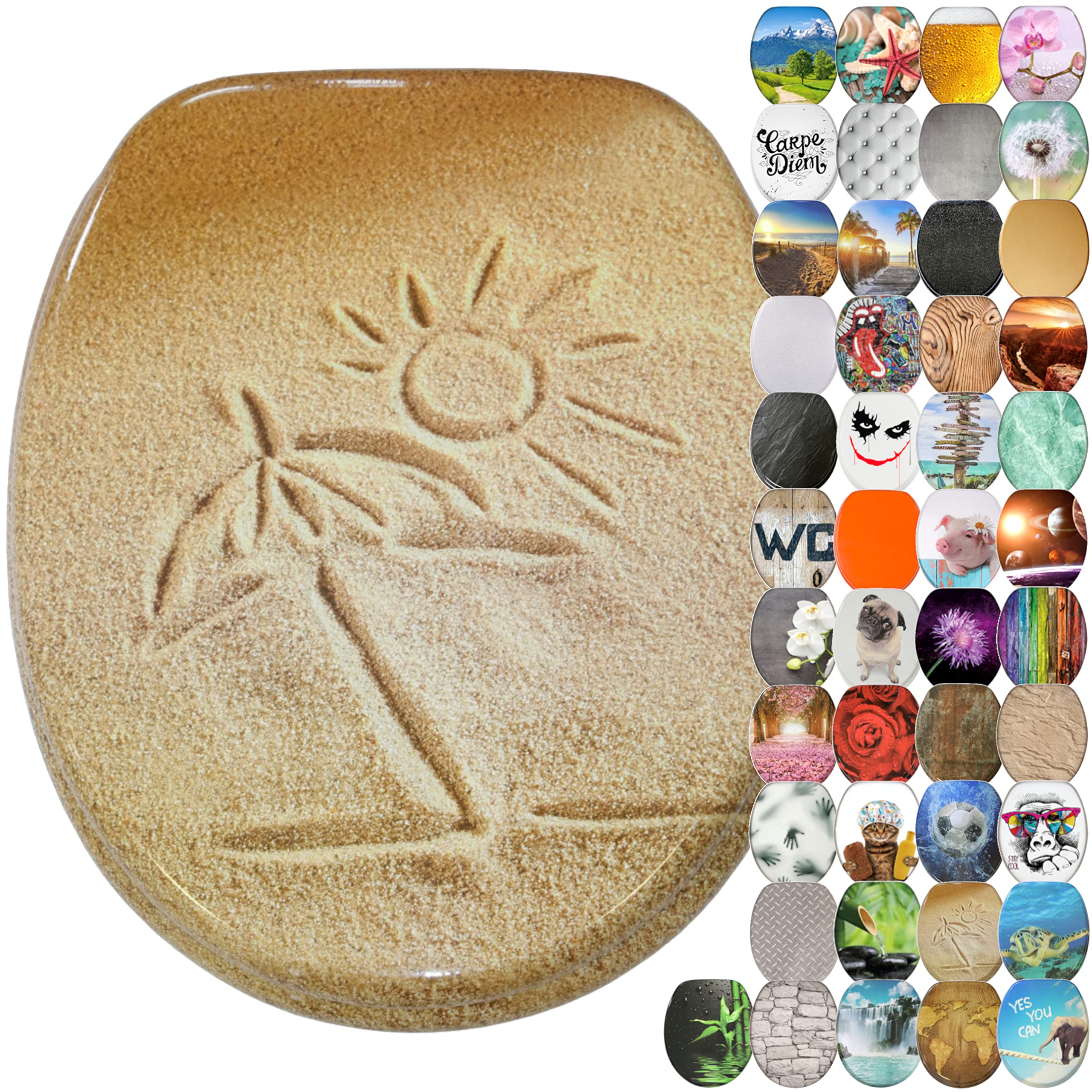 Sanilo Soft Close Toilet Seat, Wide Choice of New Toilet Seats, Stable Hinges, Easy to Mount (Sunshine) — image 1