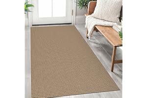 IOHOUZE Washable Area Rug 3x5 Non Slip Rubber Backed Rugs for Entryways Indoor Outdoor Doormat Woven Cotton Throw Rug Floor Carpet for Entrance Kitchen Living Room, Orange/Tan/Brown