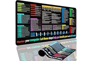 R RUCKERCO Excel Cheat Sheet Desk Pad Mat (11.8x31.5in) - XL Excel Formulas Shotcuts Mouse Pad Cheat Sheet Excel Function Modules & Waterproof | 3mm Non-Slip Pc Keyboard Cover | Office/Gaming Large XL Mouse Pad