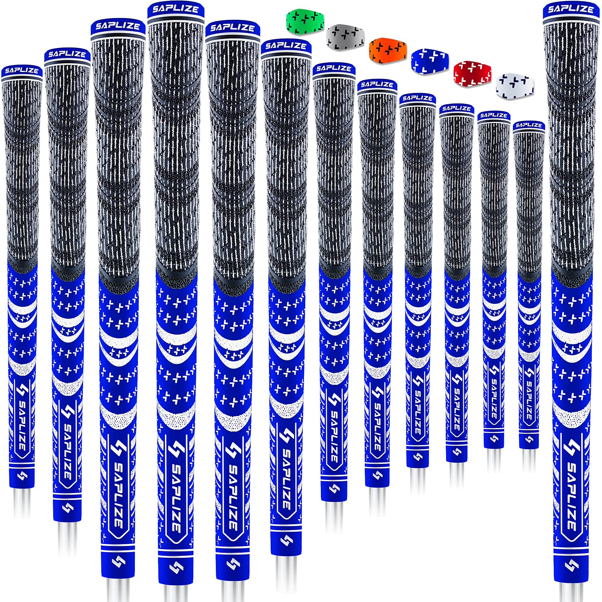 SAPLIZE 13 Golf Grips, All Weather Multi Compound Hybrid Golf Club Grips, Blue, Midsize