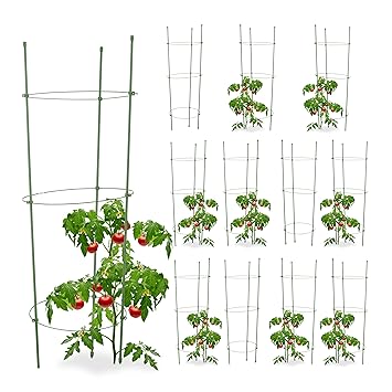 Relaxdays 12x Rankhilfe Tomaten im Set, Höhenverstellbare Ringe