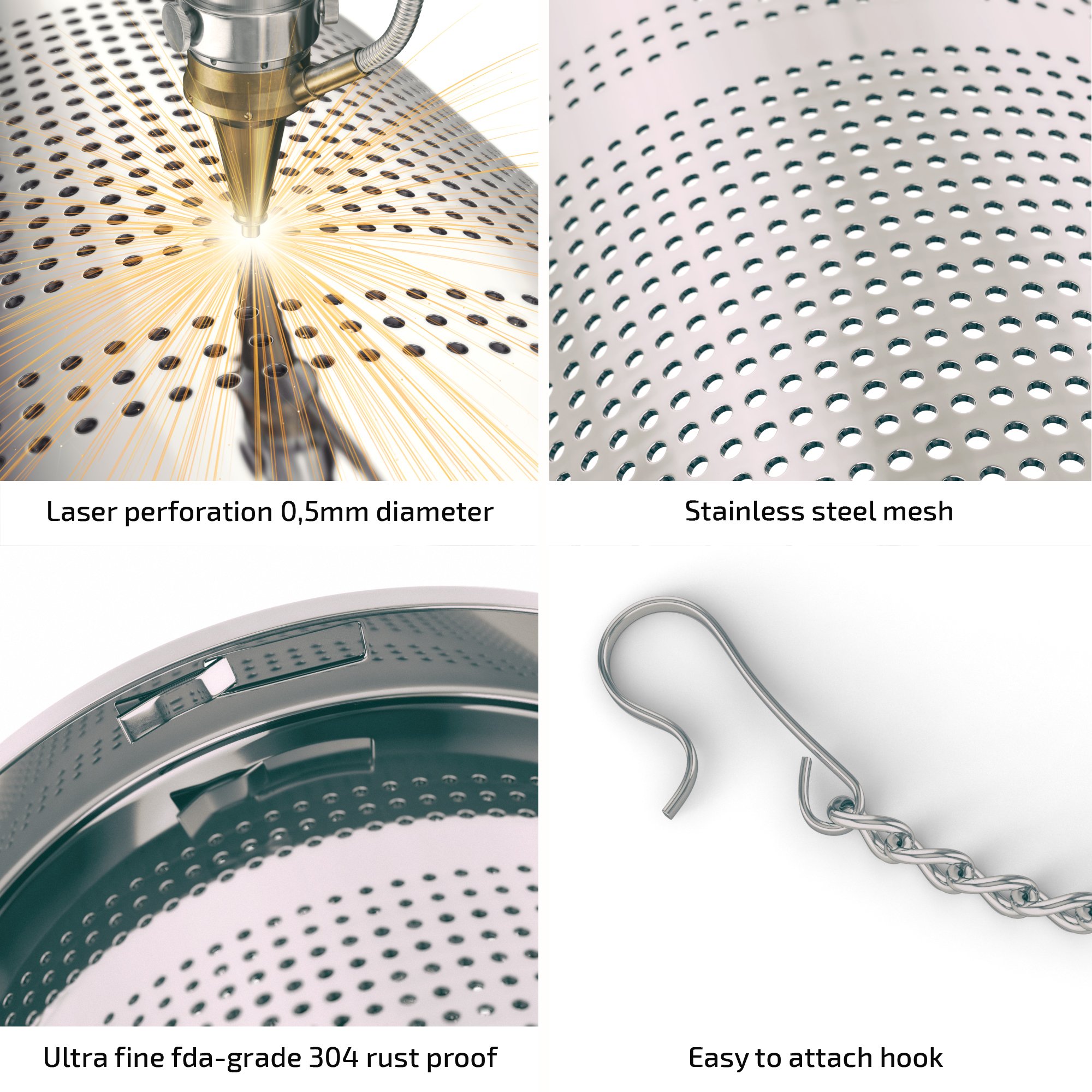 Deluxe Tea Infuser for Loose Leaf Tea. Single or Multi Cup Stainless Steel Strainer