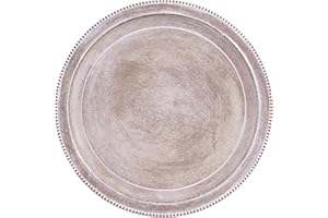 DN DECONATION Farmhouse Rustic Coffee Table Tray for Home Decor, Round Wooden Powder Compressed Decorative Tray, Wood Beaded Edges Trays for Living Room, Bathroom, Kitchen Counter- 11.8" Brown and Whitewashed Trays