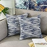 Home Brilliant Abstract Textured Decorative Throw Pillow Covers for Bed Pillowcases Accent Throw Pillows for Couch Spring Deocr, 18x18 inch, Set of 2, Navy Blue
