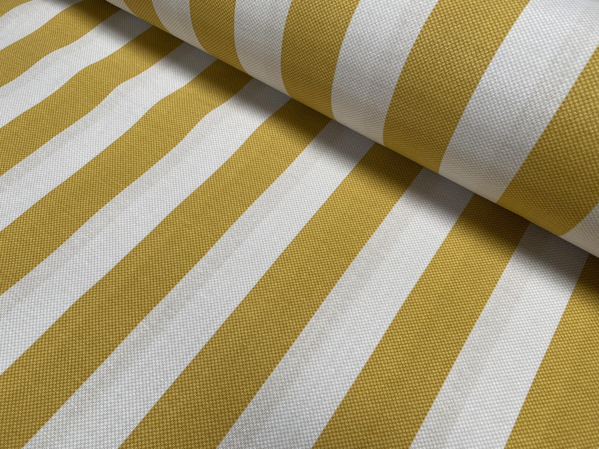 Honeycomb Marine Striped Fabric Home Decor Furnishing Stripe Curtain Upholstery Dressmaking Material 140cm Wide (Mustard, 1 Metre)