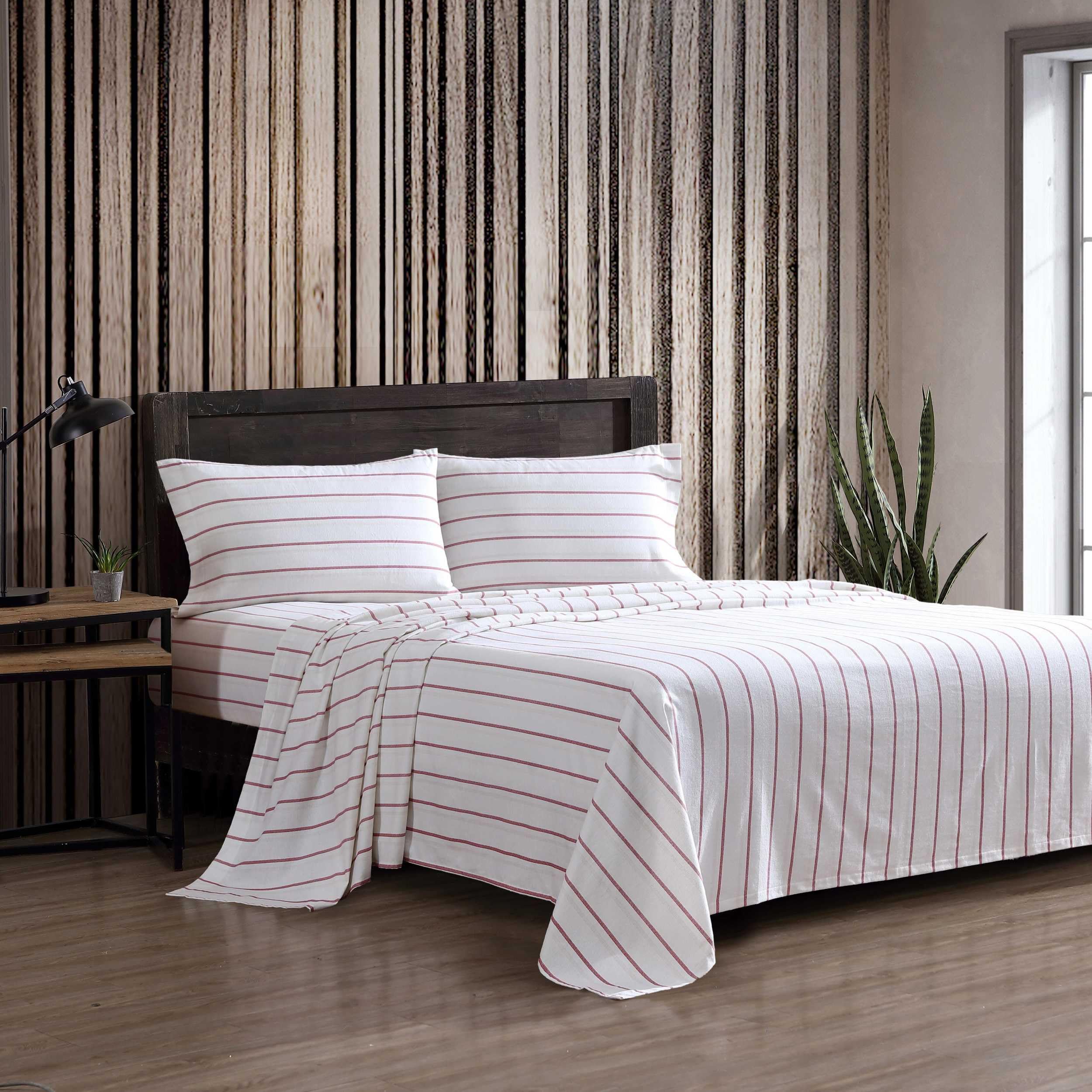 Eddie Bauer - Twin Bed Sheets, Cotton Flannel Bedding Set with Matching Pillowcase, Brushed for Extra Softness, Deep Pocket, Oeko-Tex Certified (Cooper Falls Red)