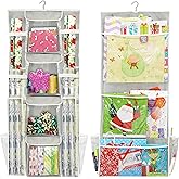 Simple Houseware Double-Sided Hanging Gift Wrap Organizer Storage Pockets, Gray (Set of 1)