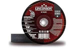LINCONSON 5 Pack 7 Inch Grinding Wheel for Metal & Stainless Steel Used On Angle Grinder 7”x1/4”x7/8" Depressed Center (SG 7044DC)