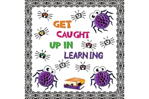 Yopyame 109PCS Get Caught Up in Learning Bulletin Board Set Halloween Handprint Spider Honeycomb Name Tags Cutouts Spider Web