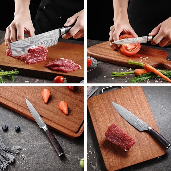 WULEECO KNIFE SET KITCHEN KNIVES – HIGH CARBON STAINLESS STEEL PROFESSIONAL CHEF KNIFE SET OF 3 – RAZOR SHARP JAPANESE COOKING KNIFE, MULTIPURPOSE KITCHEN KNIFE WITH WOODEN HANDLE, PREMIUM GIFT BOX