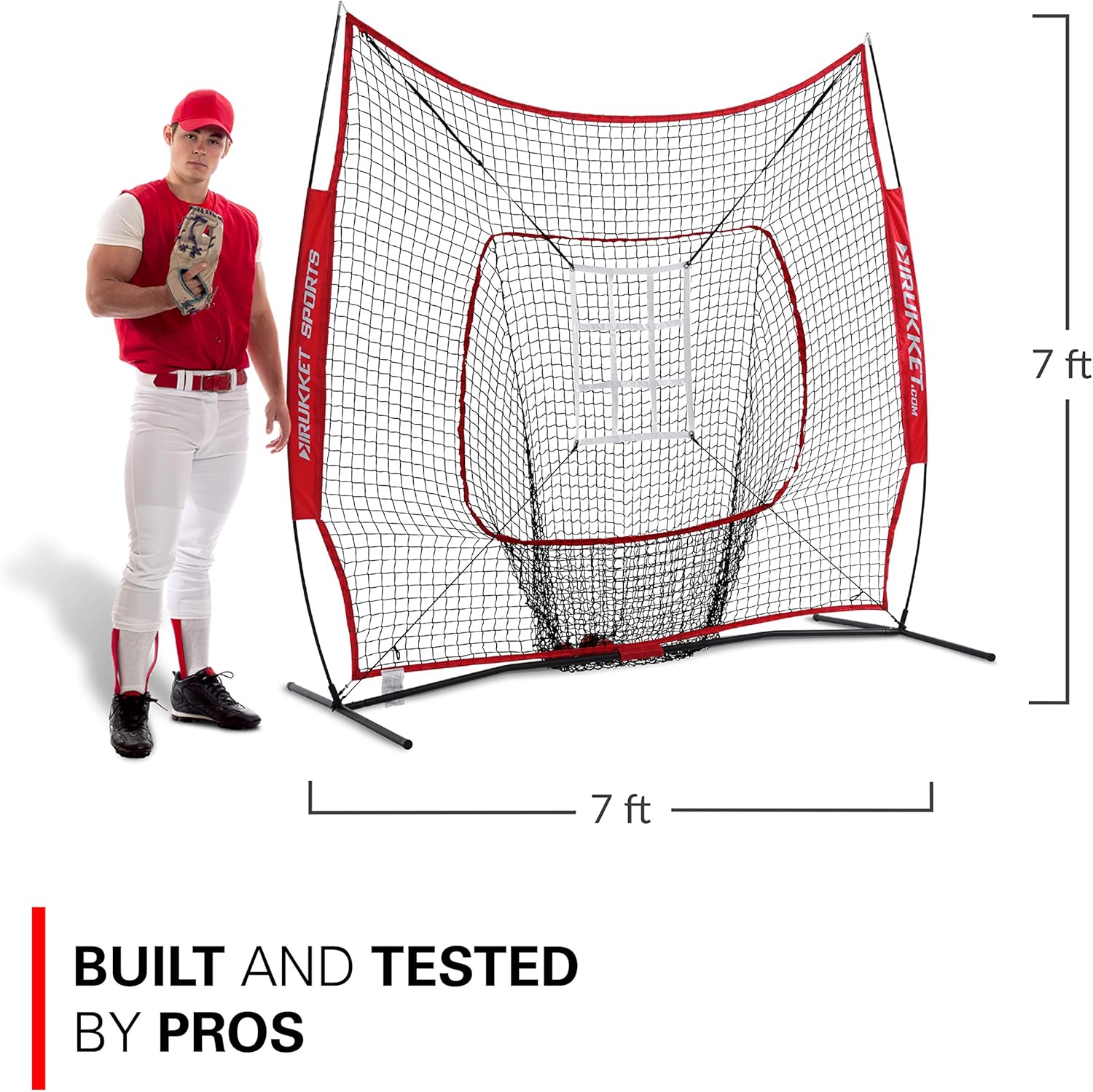 Rukket 6pc Baseball/Softball Bundle | 7x7 Hitting Net | 3 Weighted Training Balls | Strike Zone Target | Carry Bag | Practice Batting, Pitching, Catching | Backstop Screen Equipment Training Aids : Sports & Outdoors