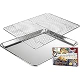 KITCHENATICS Baking Pan and Cooling Rack, Half Sheet Aluminum Baking Pan and Stainless Steel Rack Set, Roasting Rack Set and 