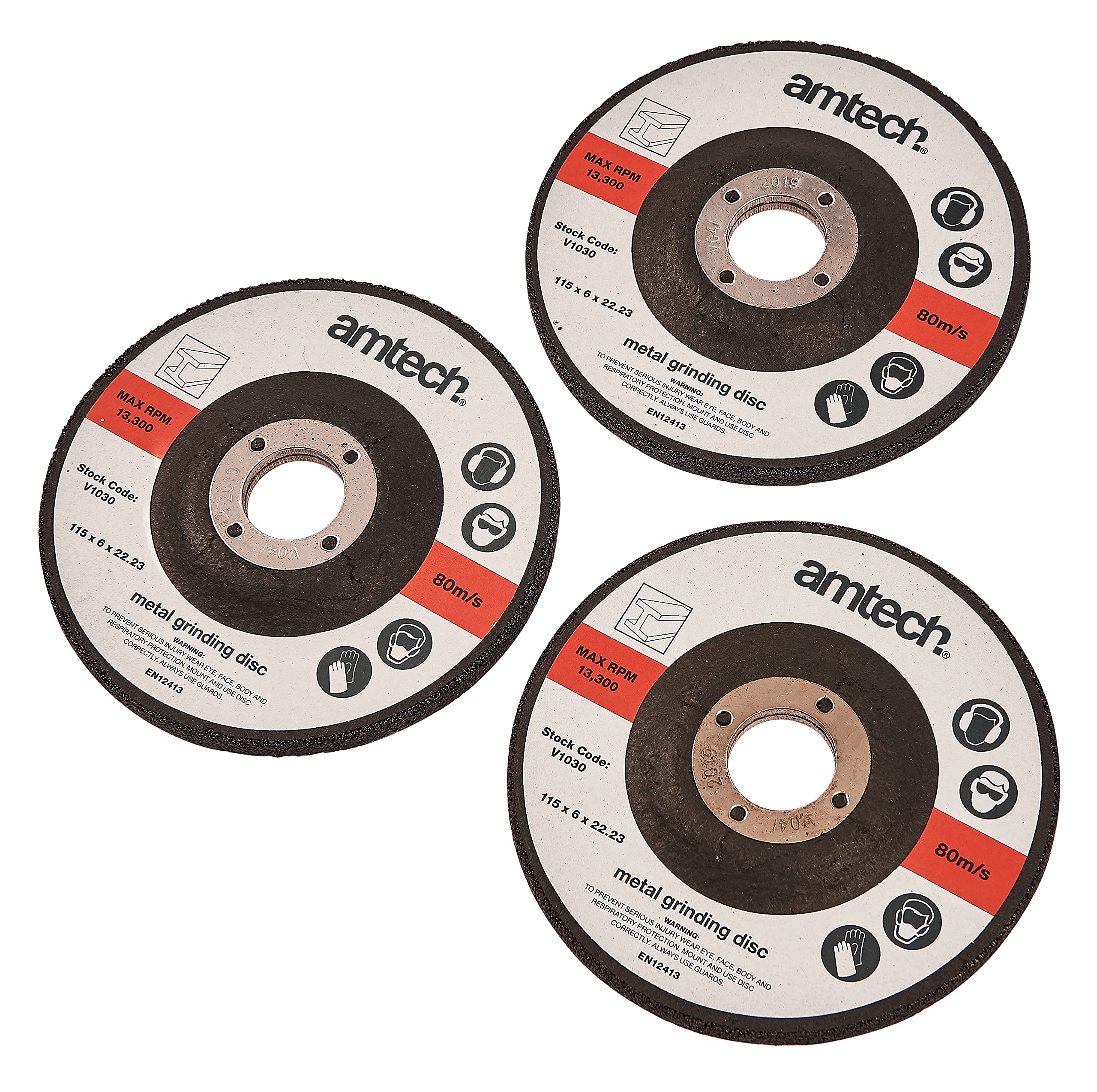 Amtech V1030 3 Piece 115mm (4.5") metal grinding disc set