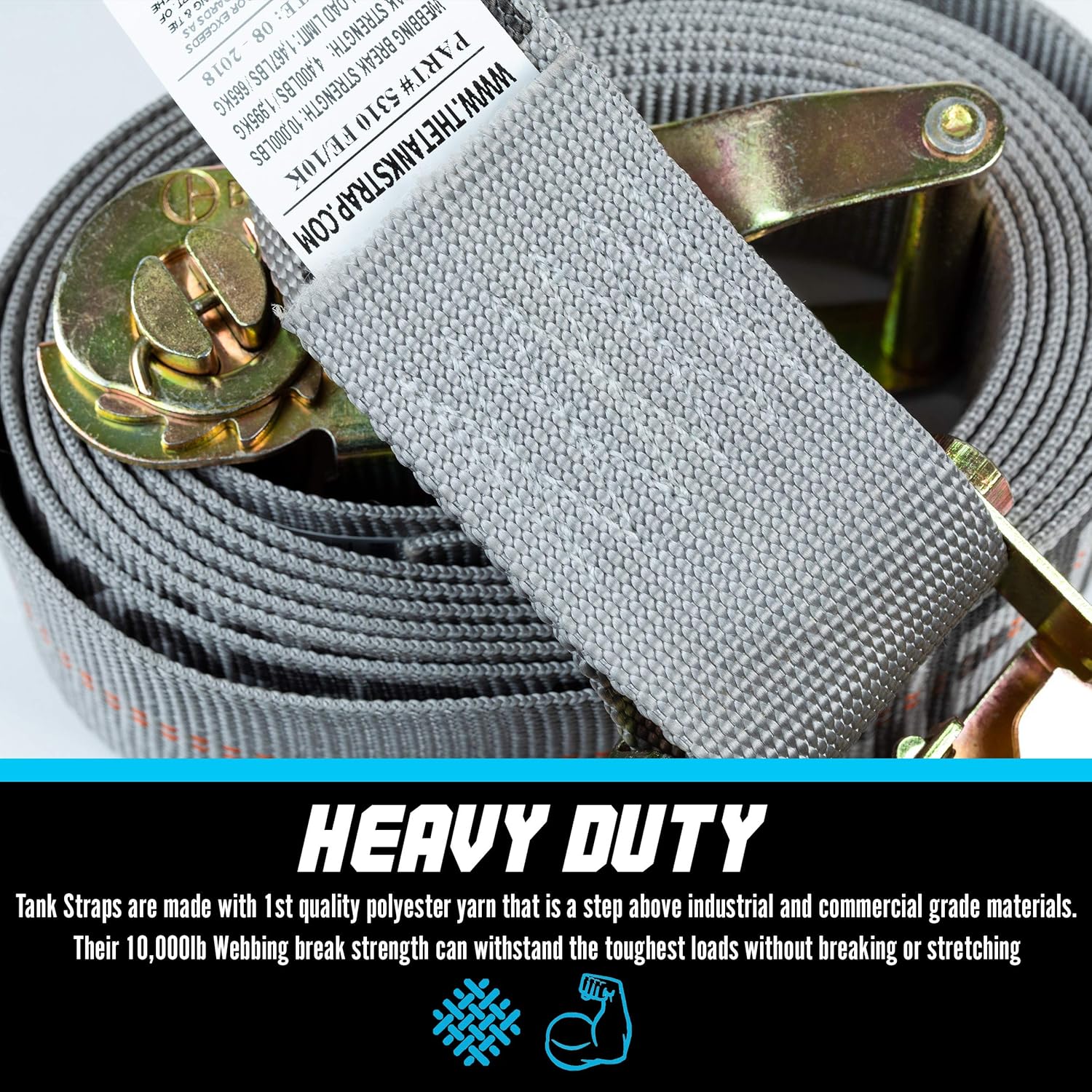 Tank Straps Motorcycle Tie Down Straps (2pk) - 10.000 lb Webbing Break Strength 2'' x 10' Super Heavy Duty Endless Tie Downs with Ratchet Strap: Home Improvement