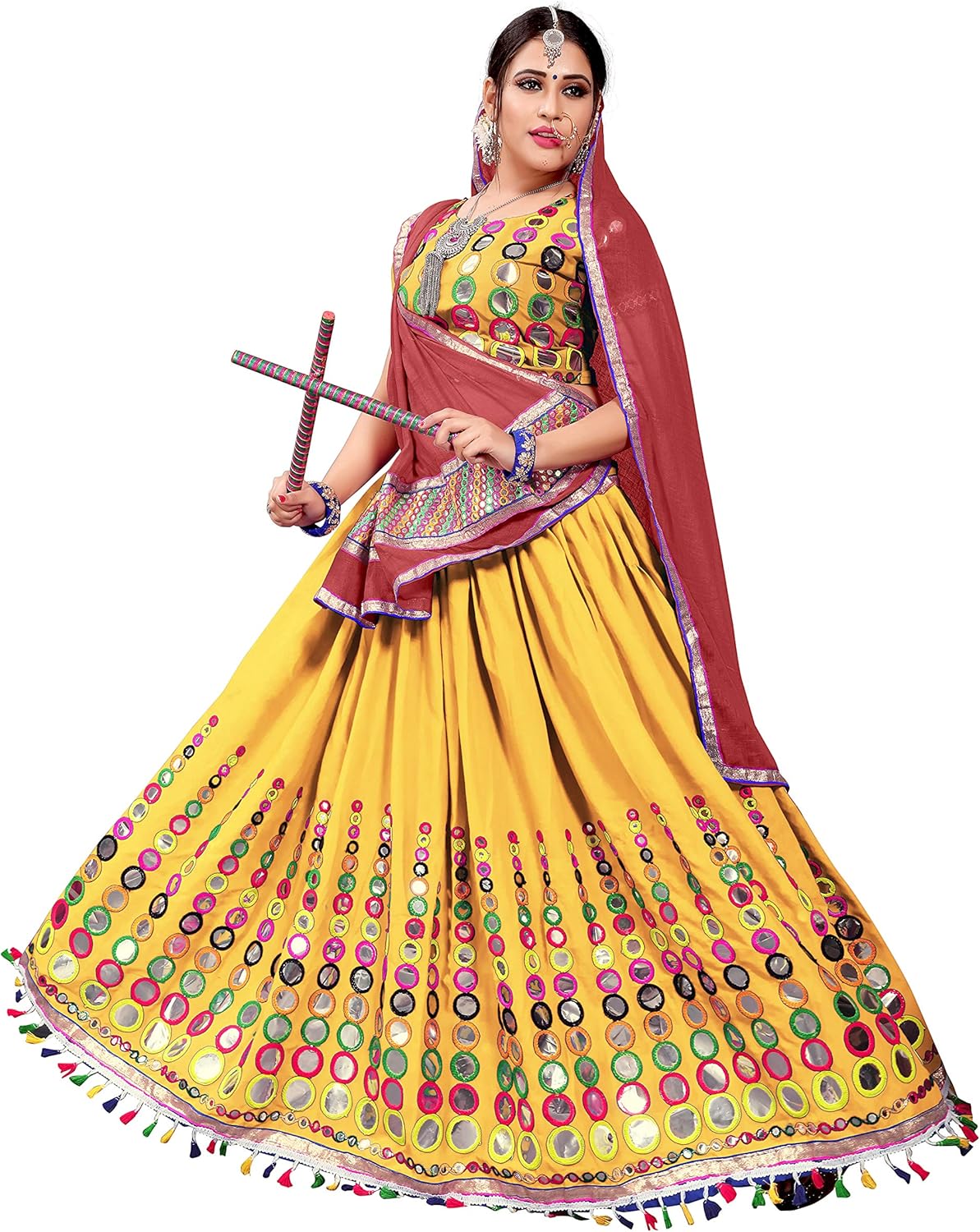 Navratri Special Yellow Color Traditional Chaniya Choli at Amazon Womenâs Clothing store