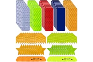 98 Pcs Reflective Stickers, 4 Shapes Safety Warning Reflective Tape, Multicolor Night Warning Sticker Reflective Strips Night