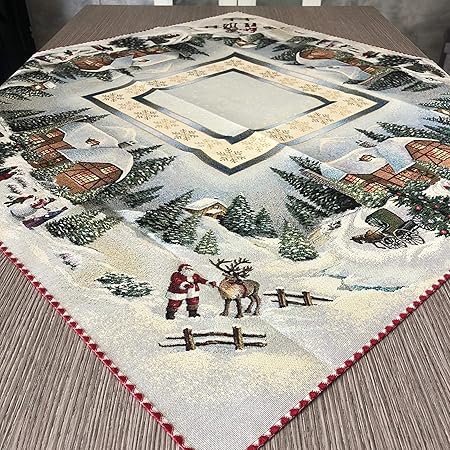 Centrotavola Natalizi Amazon.Vingi Centrotavola Natalizio 100x100 Cm Decorazioni Natale Glitter 1544 Argento Amazon It Casa E Cucina