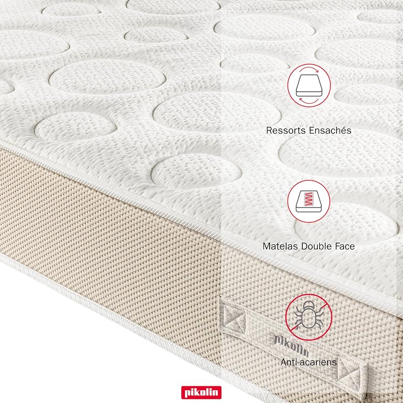 Matelas 150 x 200 cm 28 cm d’Épaisseur Mousse Mémoire de Forme Premium - Noyau Ressorts Ensachés Extra Confort - Double Face - Traitement Hygiénique Anti-Acariens - Modèle Shire